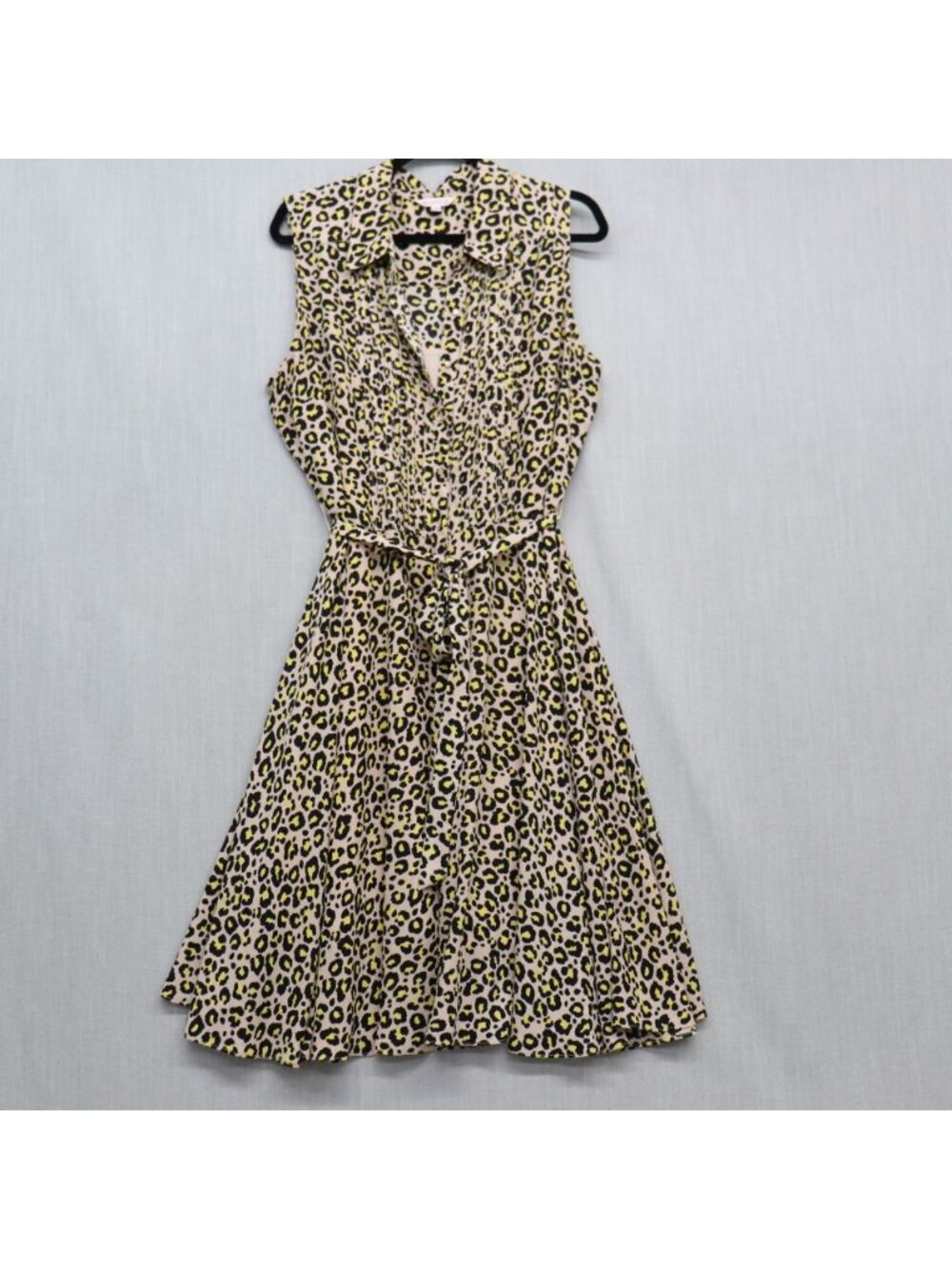 Nanette Lepore Leopard Print Pintuck Midi Dress 16 XL Sleeveless Fit & Flare - Picture 2 of 14